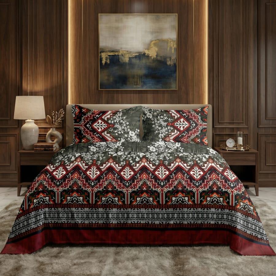 Premium Printed Bed Sheet Set - BM18