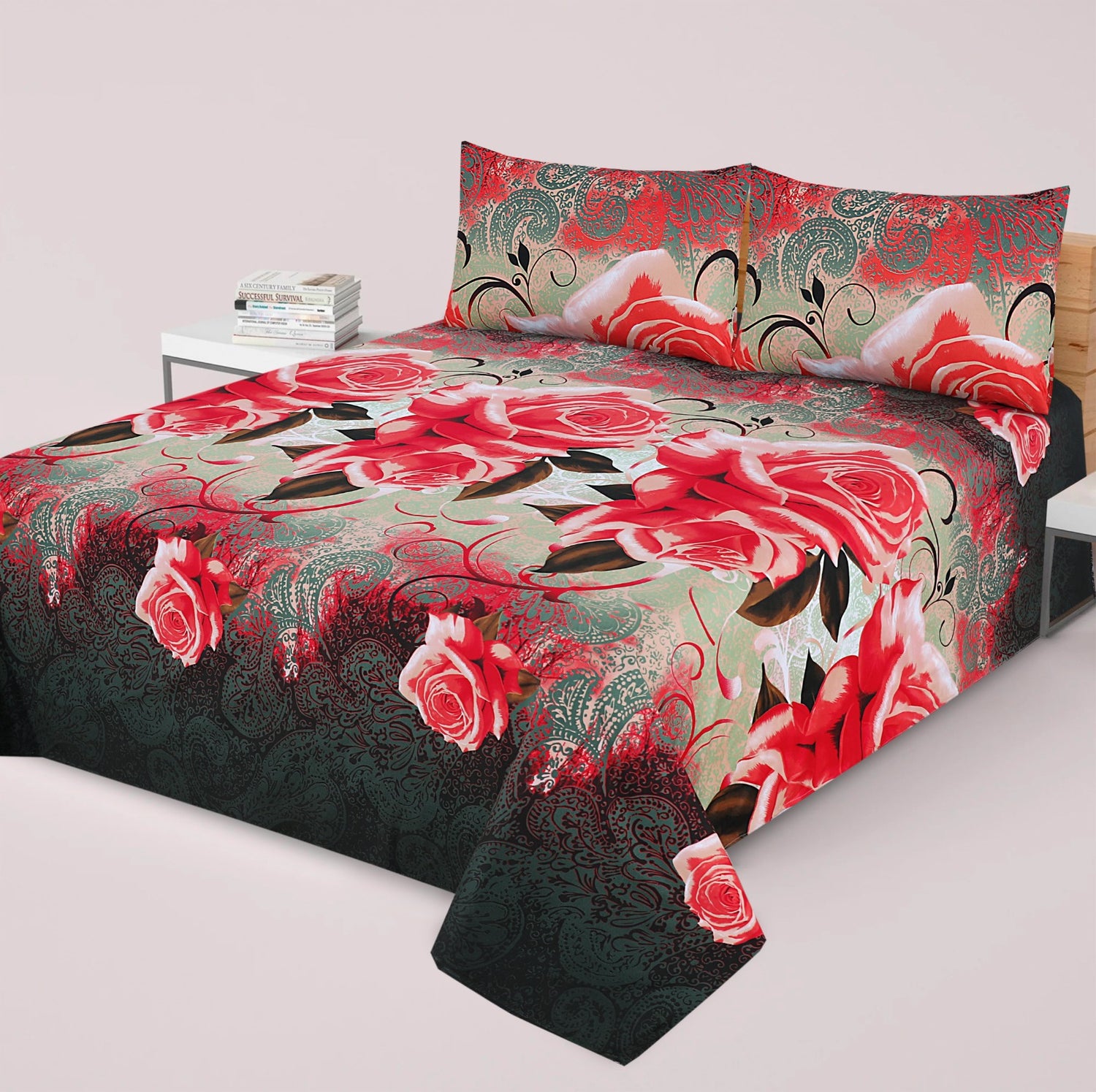 Premium Printed Bed Sheet Set - BM07