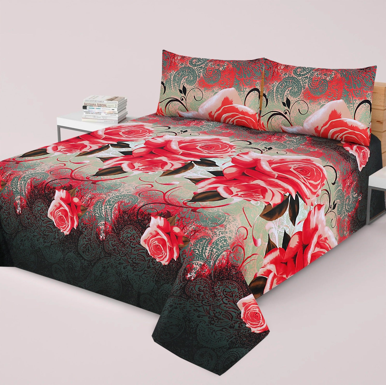 Premium Printed Bed Sheet Set - BM07